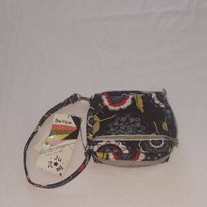 JuJu- Be  Mine Black Floral Wristlet Crossbody with Red & Olive Accents